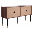 Safavieh Shiloh Wood and Metal Media Stand in White / Walnut