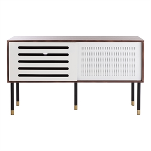 Safavieh Shiloh Wood and Metal Media Stand in White / Walnut