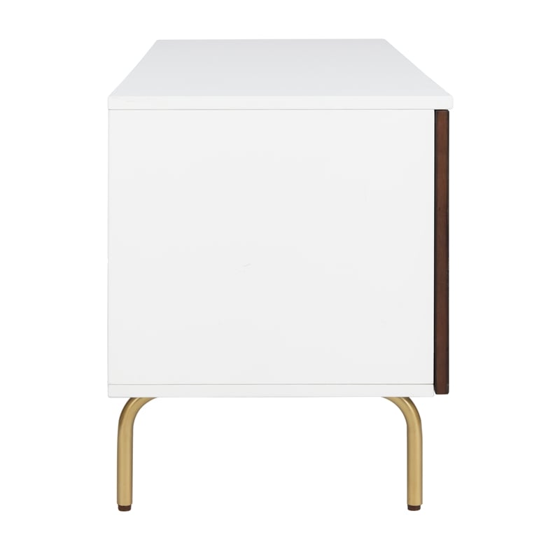 Safavieh Genevieve Wood and Metal Media Stand  in Walnut / White