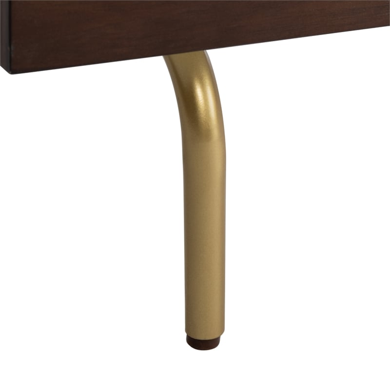 Safavieh Genevieve Wood and Metal Media Stand  in Walnut / White