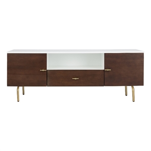 Safavieh Genevieve Wood and Metal Media Stand  in Walnut / White
