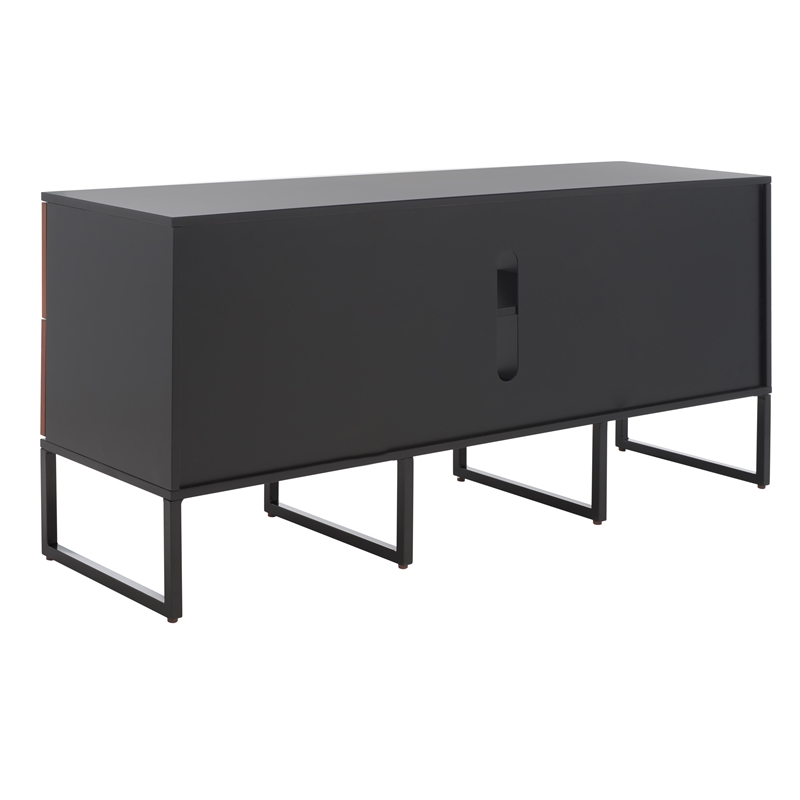 Safavieh Vance Wood and Metal 1Door 2Drawer 2Shelf Media Stand in Black / Brown