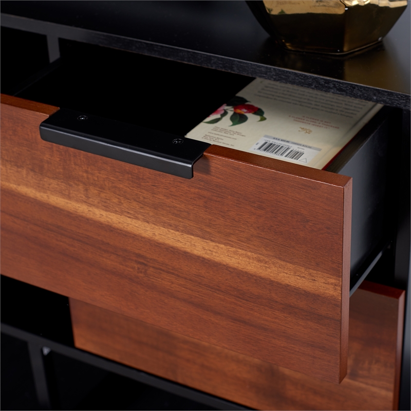 Safavieh Vance Wood and Metal 1Door 2Drawer 2Shelf Media Stand in Black / Brown