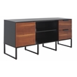 Safavieh Vance Wood and Metal 1Door 2Drawer 2Shelf Media Stand in Black / Brown