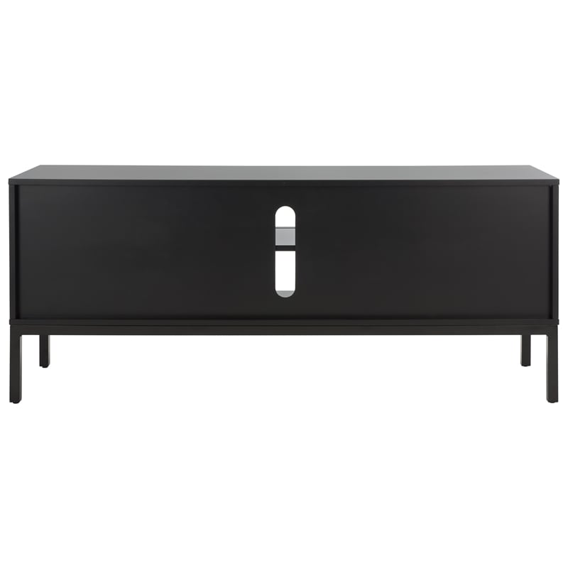 Safavieh Zadie 2 Shelf Wood Media Stand in Black / Natural