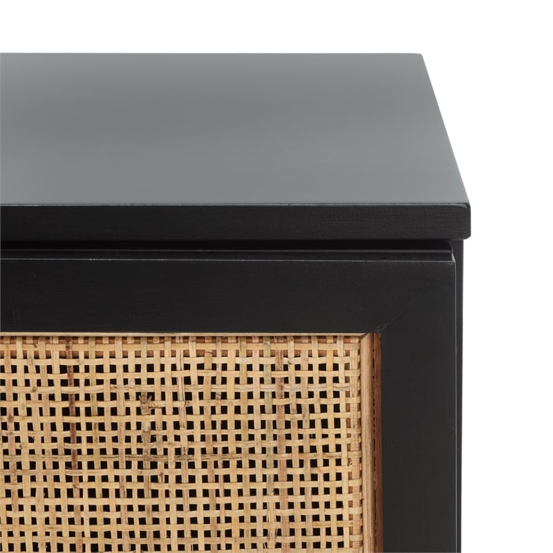 Safavieh Zadie 2 Shelf Wood Media Stand in Black / Natural