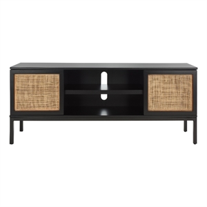 Safavieh Zadie 2 Shelf Wood Media Stand in Black / Natural