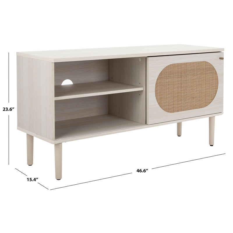 Safavieh Claude Wood 1Door 2Shelf Media Stand in White / Natural