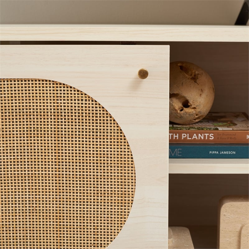 Safavieh Claude Wood 1Door 2Shelf Media Stand in White / Natural