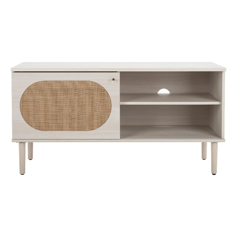 Safavieh Claude Wood 1Door 2Shelf Media Stand in White / Natural