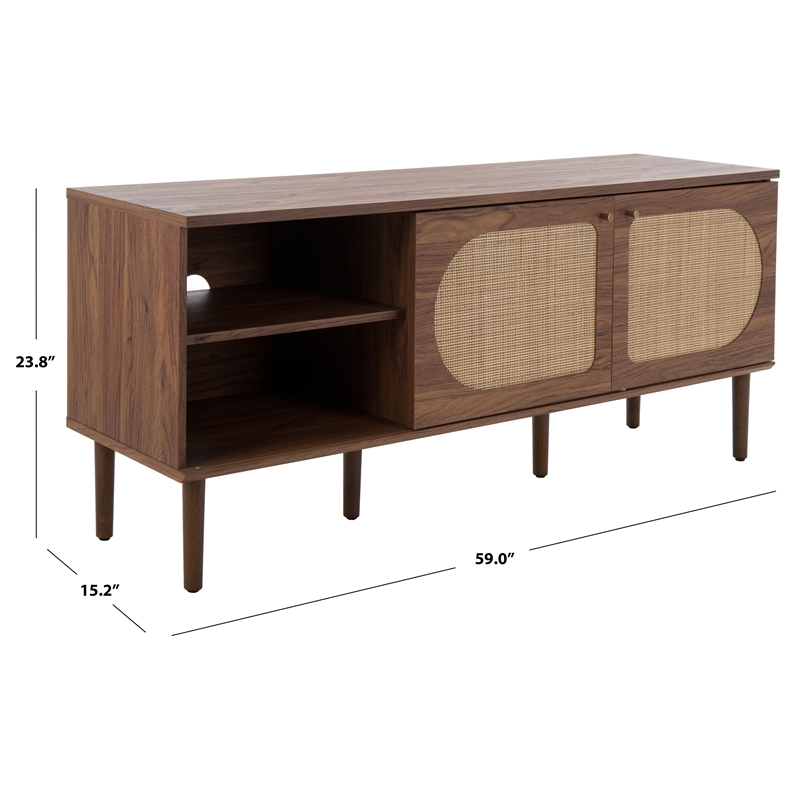 Safavieh Claude Wood 2Door 2Shelf Media Stand in Walnut / Natural