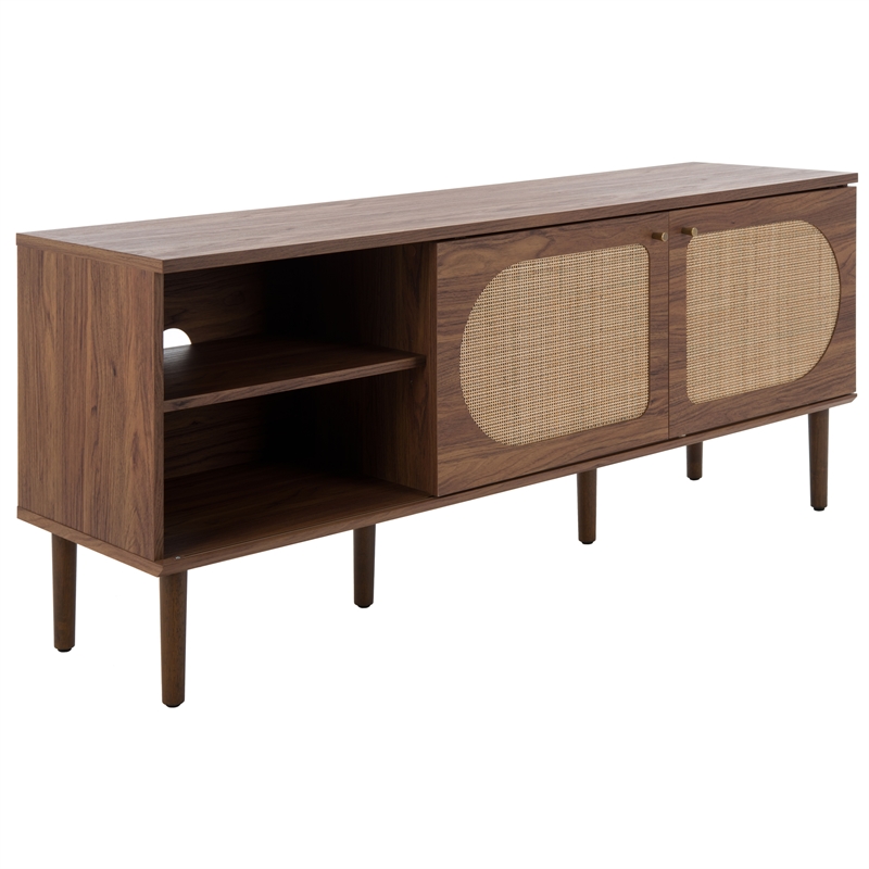 Safavieh Claude Wood 2Door 2Shelf Media Stand in Walnut / Natural