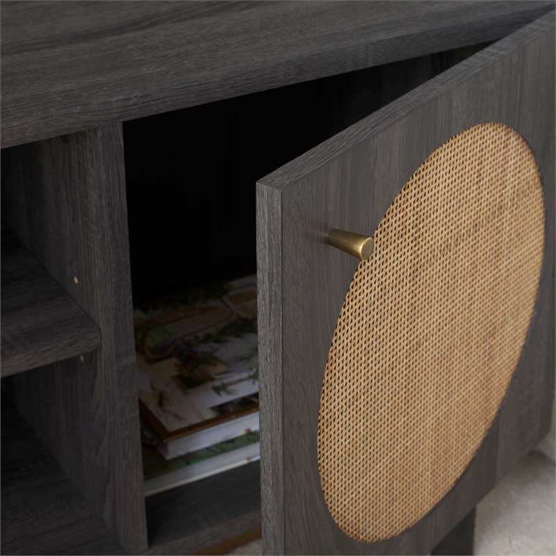 Safavieh Ophelia Wood 2Door 2Shelf Media Stand in Black / Natural