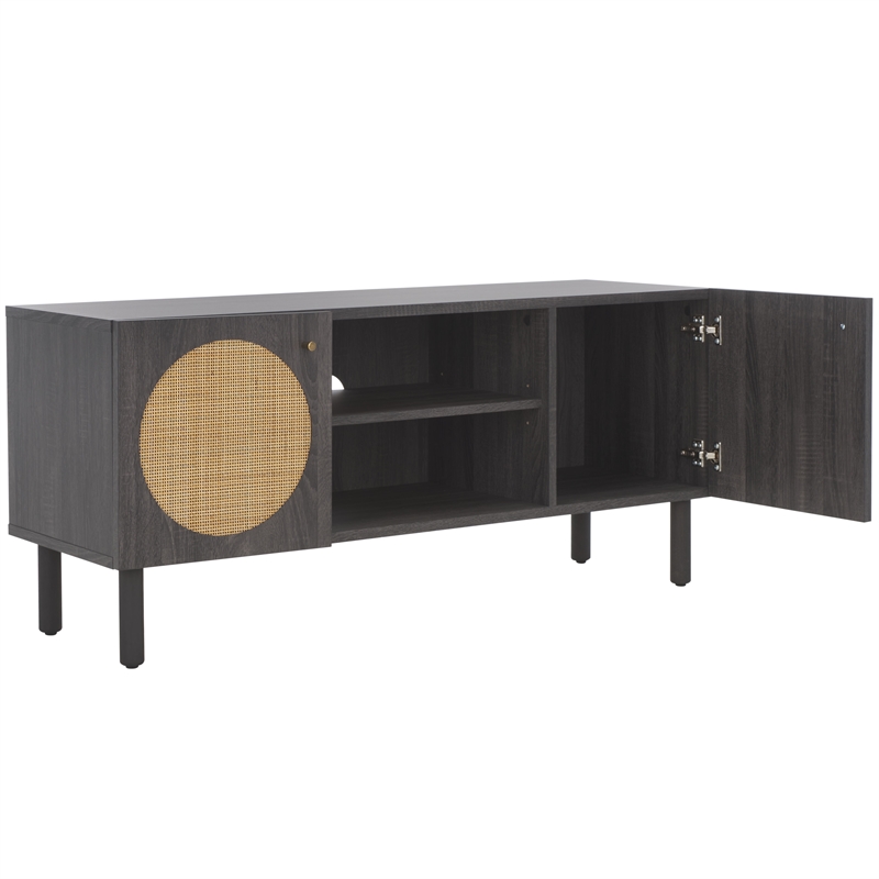 Safavieh Ophelia Wood 2Door 2Shelf Media Stand in Black / Natural