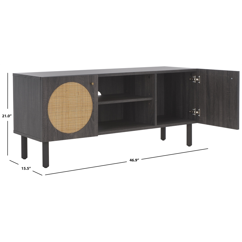 Safavieh Ophelia Wood 2Door 2Shelf Media Stand in Black / Natural