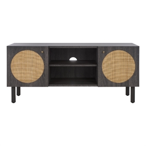 Safavieh Ophelia Wood 2Door 2Shelf Media Stand in Black / Natural