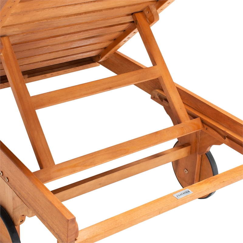 Safavieh Newport Wood Lounge Chair in Natural / Green