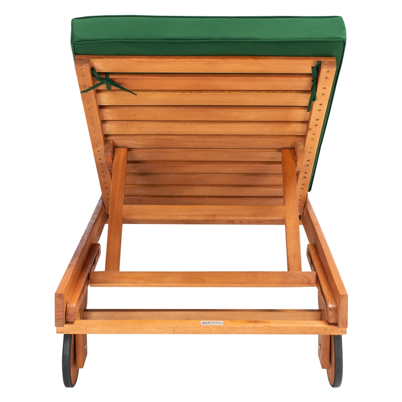 Safavieh Newport Wood Lounge Chair in Natural / Green