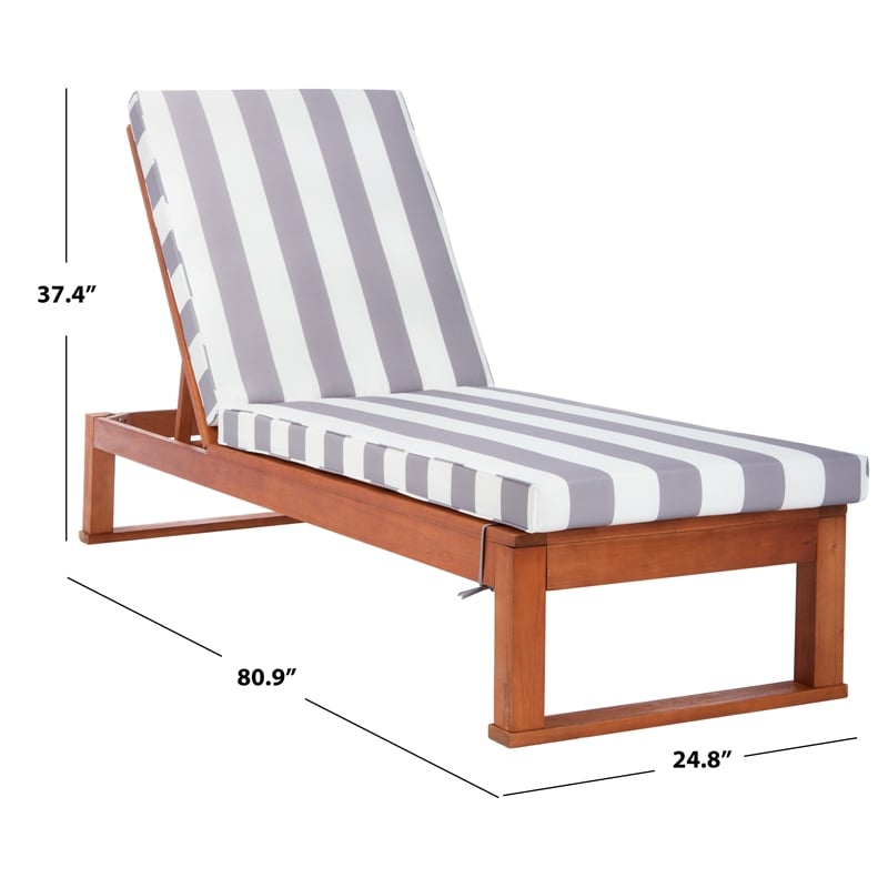 Safavieh Solano Wood Sunlounger in Natural / Gray