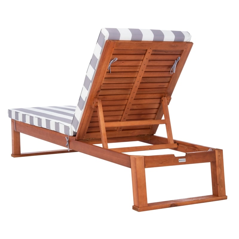 Safavieh Solano Wood Sunlounger in Natural / Gray
