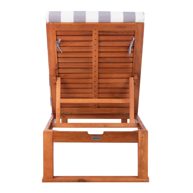 Safavieh Solano Wood Sunlounger in Natural / Gray