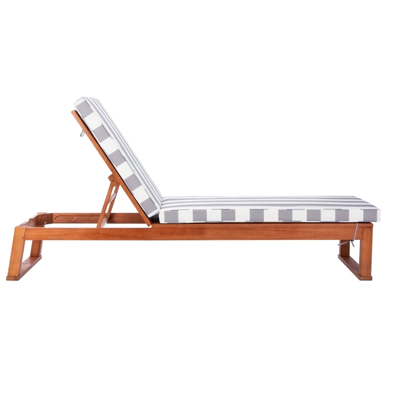 Safavieh Solano Wood Sunlounger in Natural / Gray