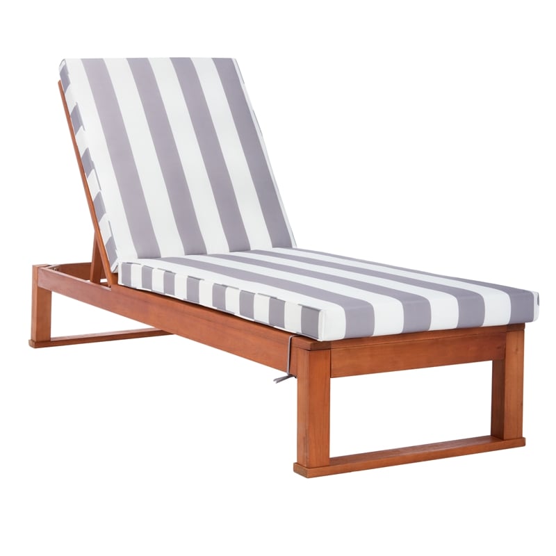 Safavieh Solano Wood Sunlounger in Natural / Gray