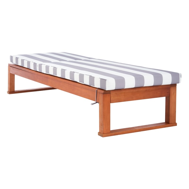 Safavieh Solano Wood Sunlounger in Natural / Gray