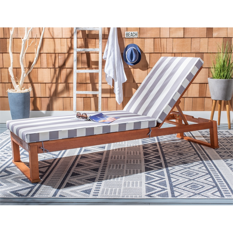 Safavieh Solano Wood Sunlounger in Natural / Gray