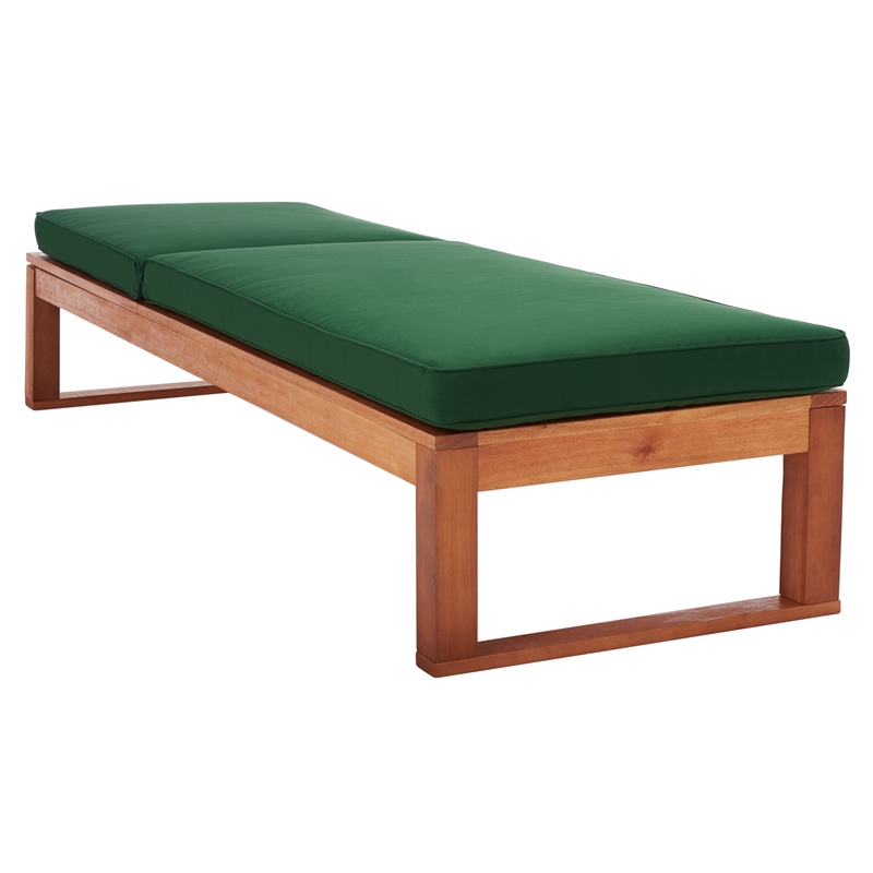 Safavieh Solano Wood Sunlounger in Natural / Green