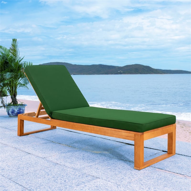 Safavieh Solano Wood Sunlounger in Natural / Green