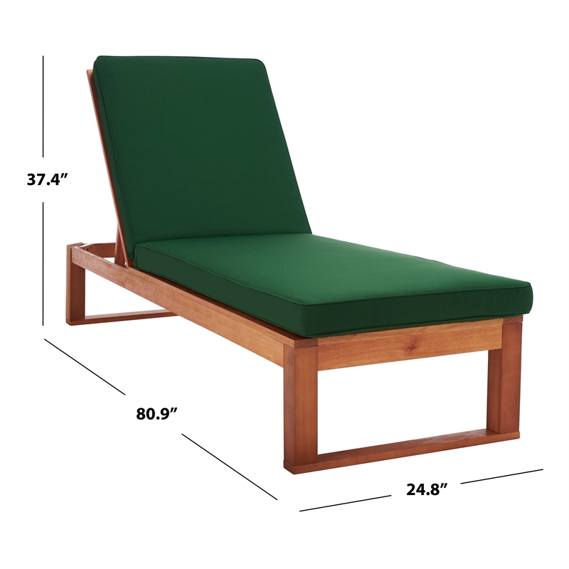 Safavieh Solano Wood Sunlounger in Natural / Green