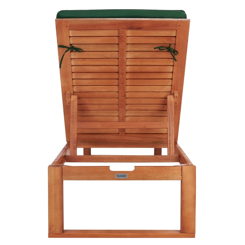 Safavieh Solano Wood Sunlounger in Natural / Green