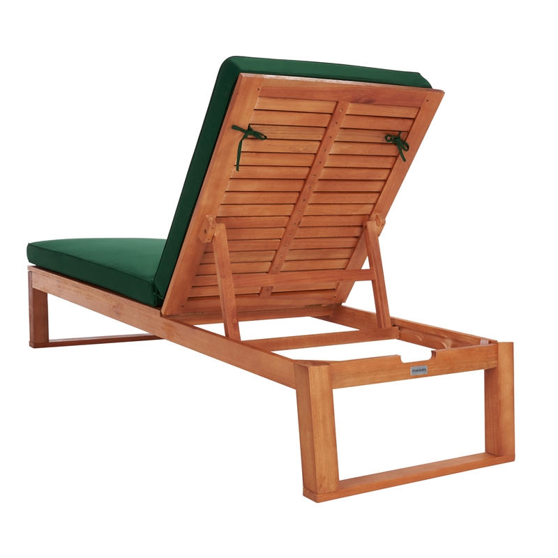 Safavieh Solano Wood Sunlounger in Natural / Green