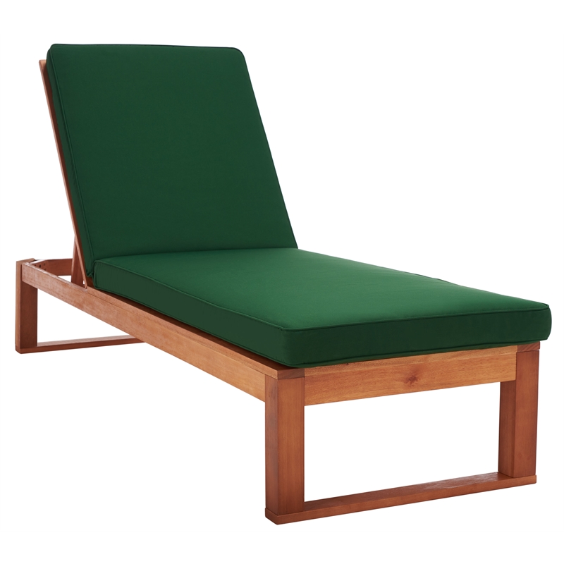 Safavieh Solano Wood Sunlounger in Natural / Green