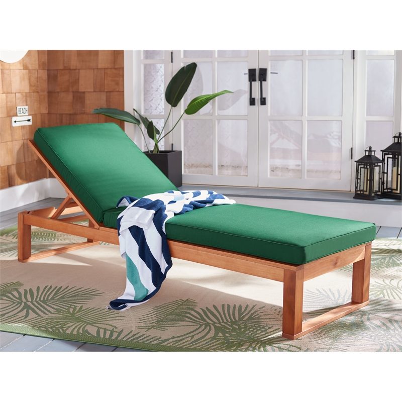 Safavieh Solano Wood Sunlounger in Natural / Green