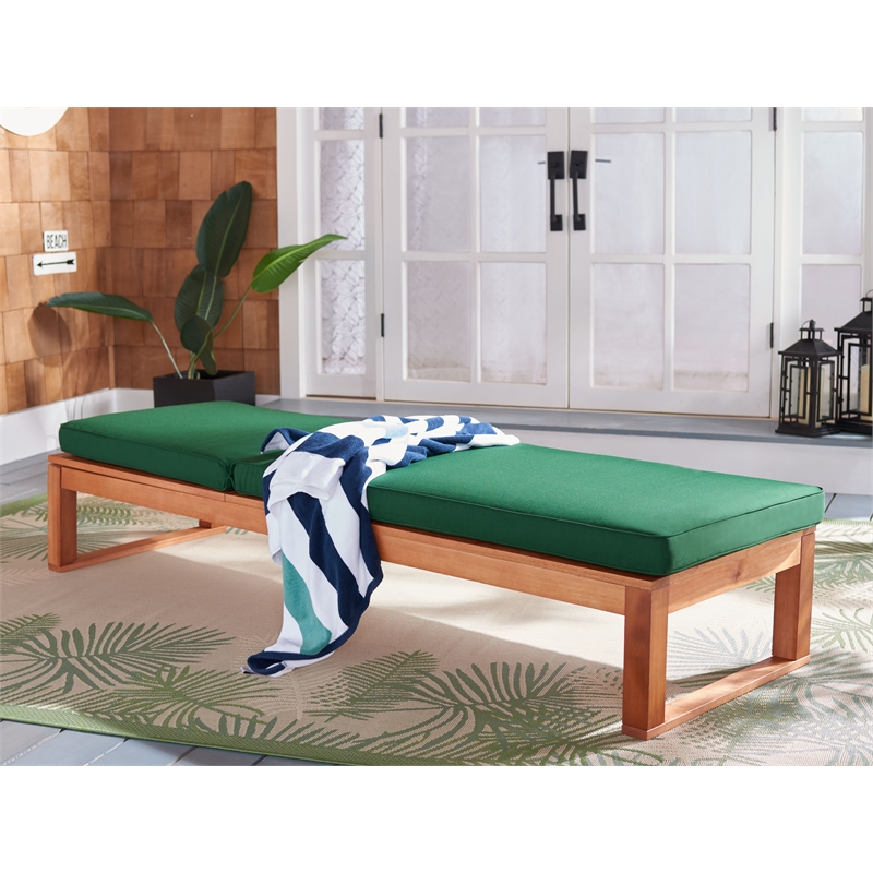 Safavieh Solano Wood Sunlounger in Natural / Green