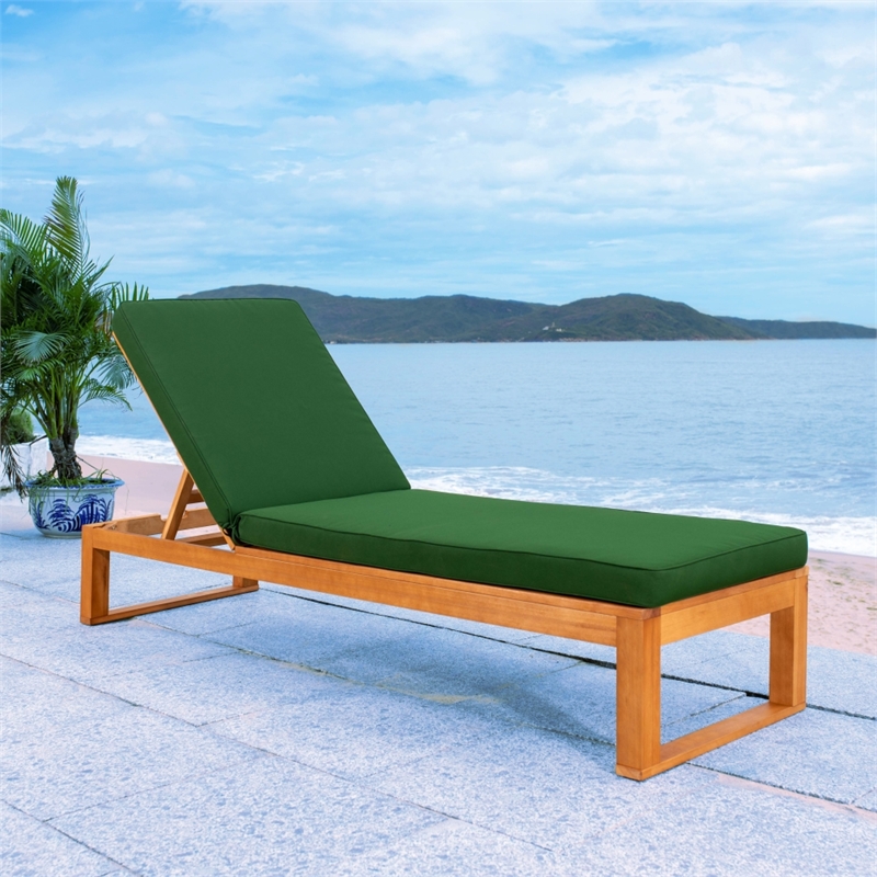Safavieh Solano Wood Sunlounger in Natural / Green