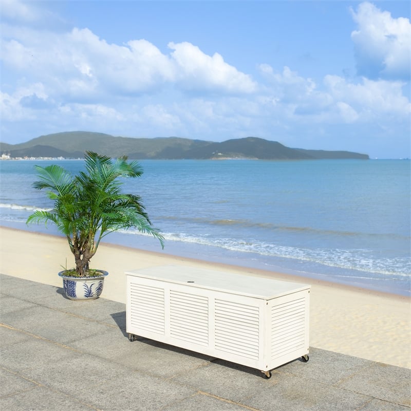 Safavieh Elina Wood Cushion Box in White