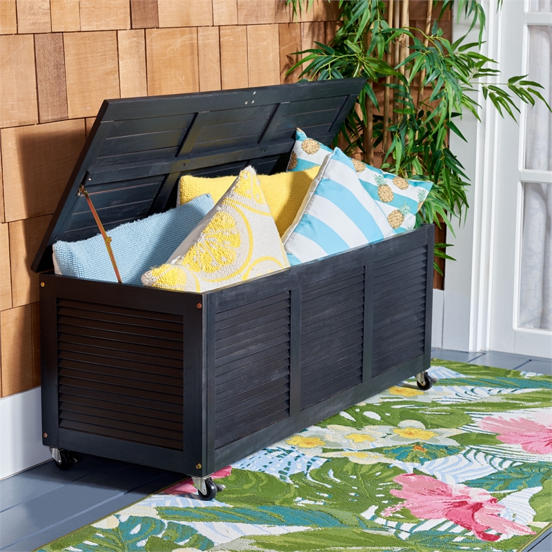 Safavieh Elina Wood Cushion Box in Black