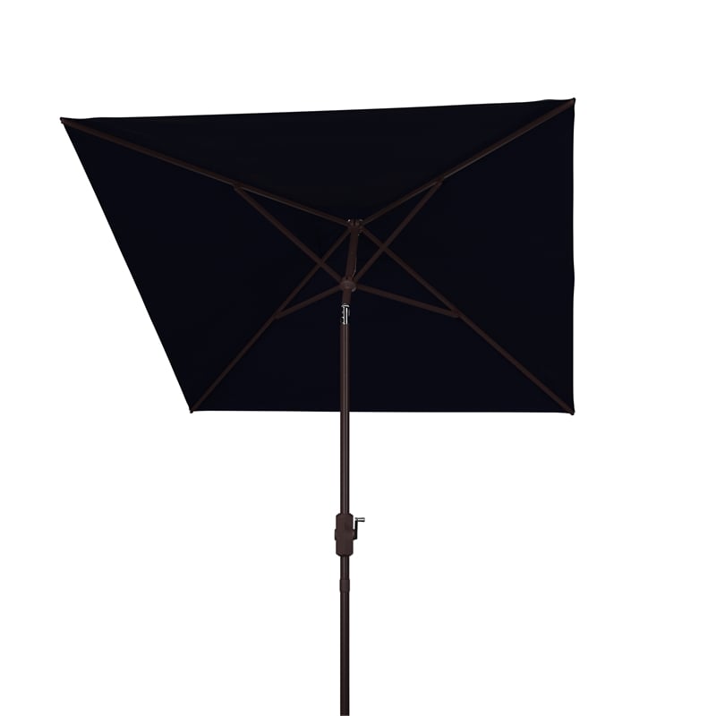 Safavieh Ortega Aluminum and Fabric 7.5Ft Sq Crank Umbrella in Navy