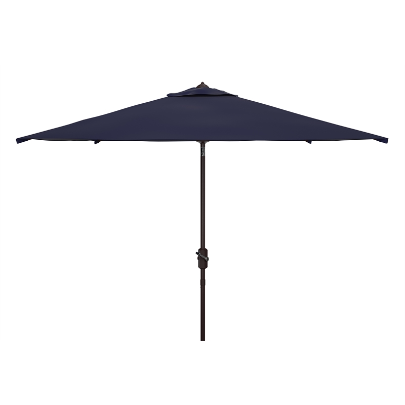 Safavieh Ortega Aluminum and Fabric 7.5Ft Sq Crank Umbrella in Navy