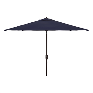 Safavieh Ortega Aluminum and Fabric 7.5Ft Sq Crank Umbrella in Navy