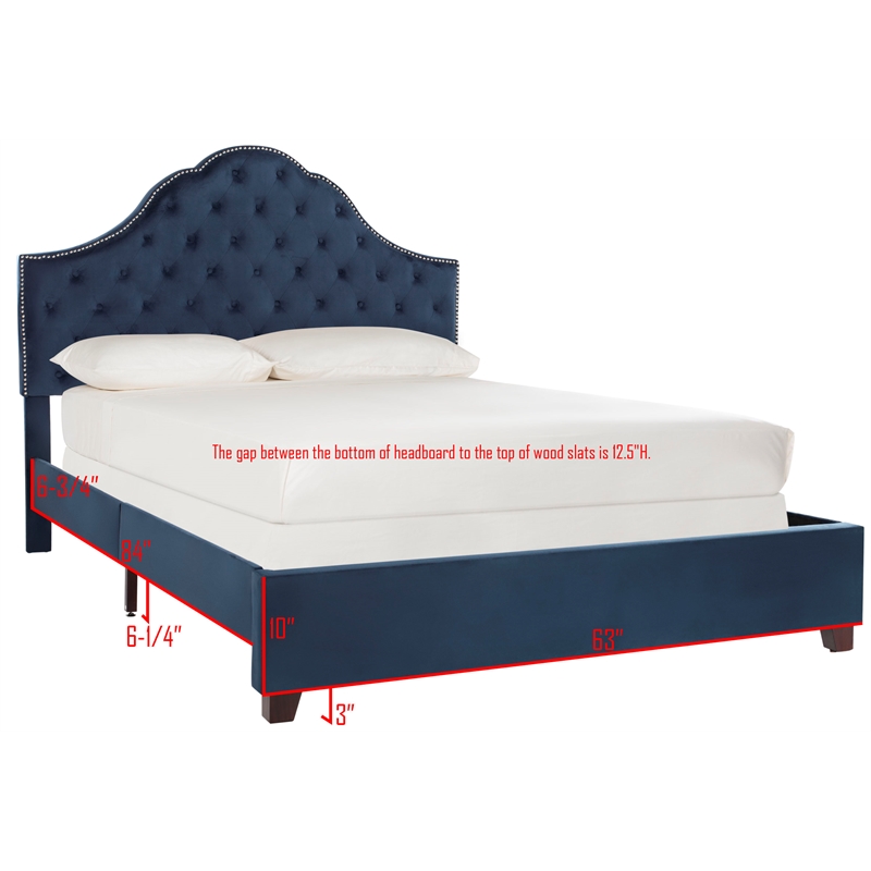 Safavieh Beckham Wood and Polyester Bed in Navy
