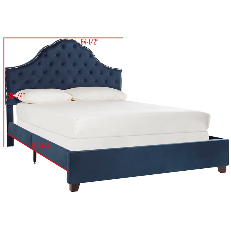 Safavieh Beckham Wood and Polyester Bed in Navy