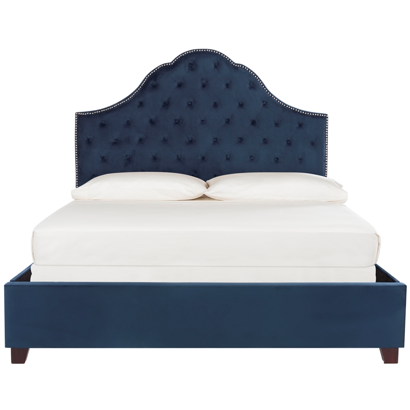 Safavieh Beckham Wood and Polyester Bed in Navy
