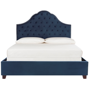 Safavieh Beckham Wood and Polyester Bed in Navy