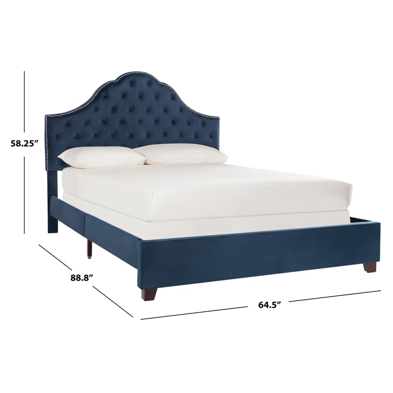 Safavieh Beckham Wood and Polyester Bed in Navy