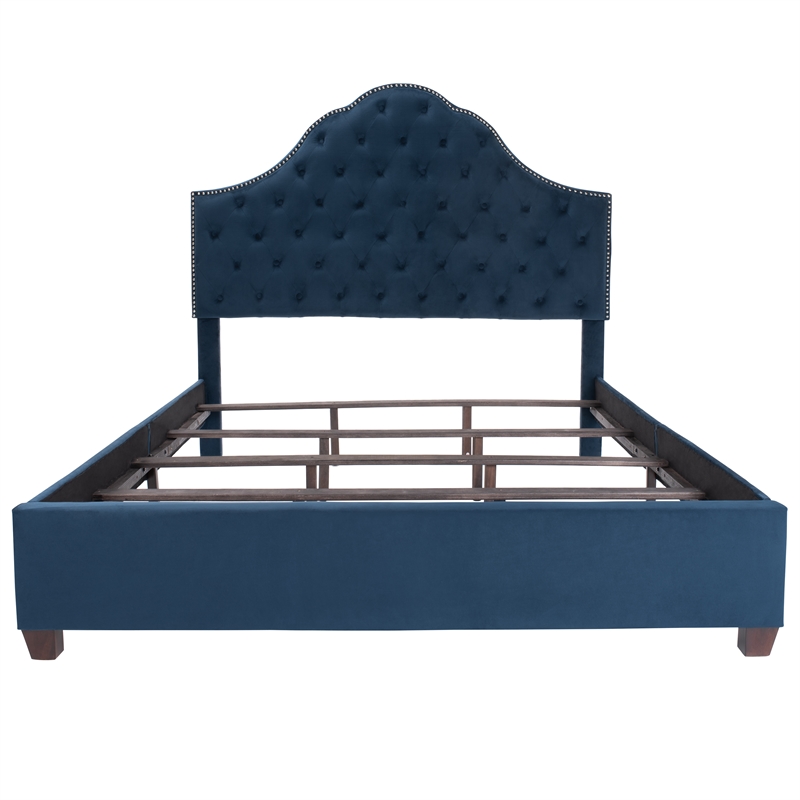 Safavieh Beckham Wood and Polyester Bed in Navy