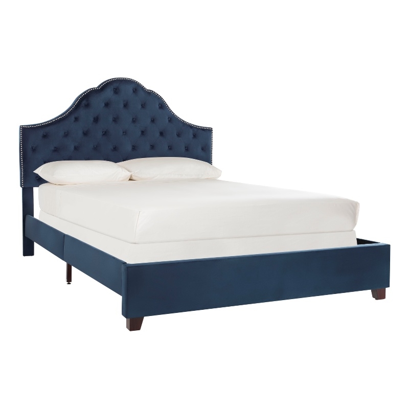Safavieh Beckham Wood and Polyester Bed in Navy